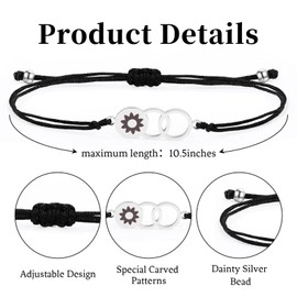 QianSiLi Friendship Gifts for Women Friendship Bracelets for Women Sun Moon Star Bestie Trio Bracelets Birthday Christmas Gifts for Best Friends Women Bff