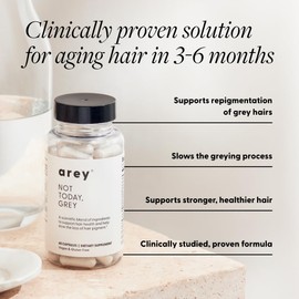 Arey Not Today, Grey Daily Hair Supplement for Women & Men | Slows Grey Hair Growth & Repigment in 3-6 Months | Promotes Healthier, Thicker Hair | Biotin, B +D Vitamins | Vegan & Gluten Free (1 Month)
