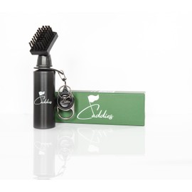 Caddies Golf Club Brush Cleaner with Water Bottle – 7.5” Golf Cleaning Tool with Squeeze Reservoir, Retainer Clip & Gift Box – Essential Golf Accessories for Men & Women, Golf Gifts for Dad, Black