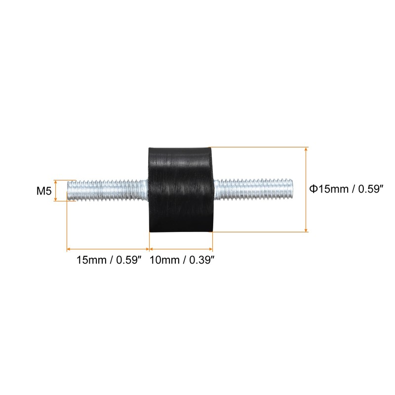 sourcing map Rubber Bearing M5 x 15 mm Plug Vibration