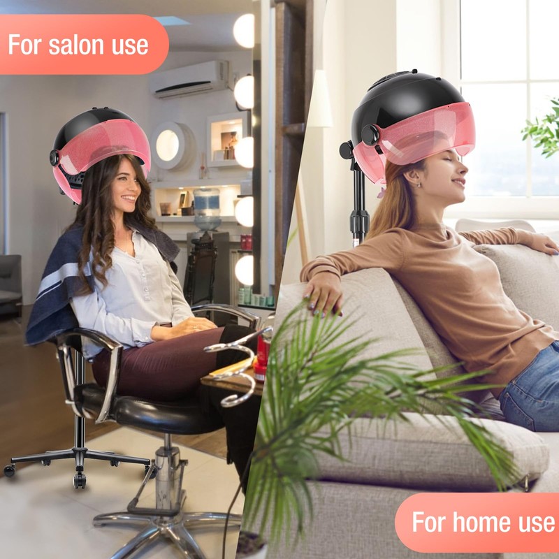Hooded Hair Dryer, Professional Standing Hair Dryer with Time Setting,