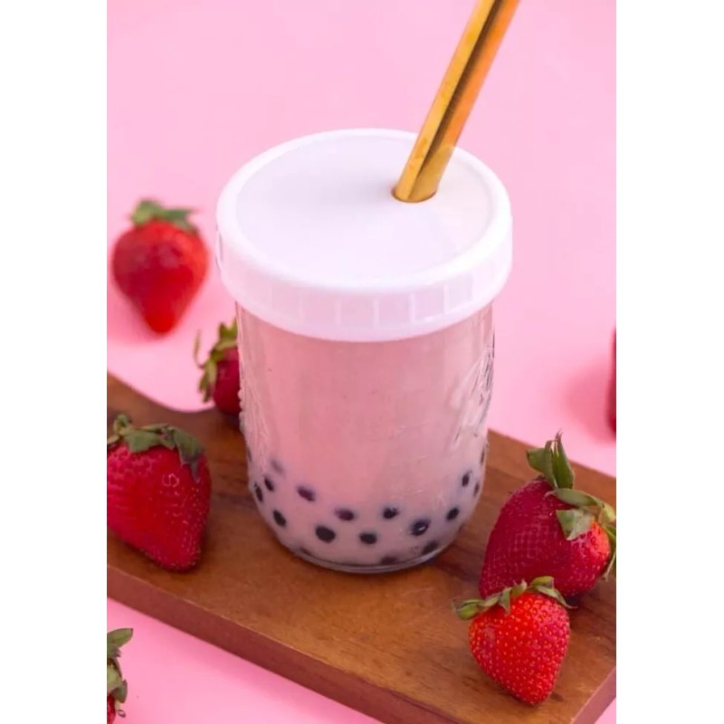 POSSMEI Bubble tea mix Strawberry Instant powder 500gW/ Black Bubble