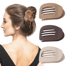 Large Flat Round Hair Clips matte Hair Claw Clips -Duckbill Clips for -Clips for Womens 3 Pcs - Strong Hold Hair Clips for Thin Thick Curly Hair