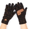C.C Women Solid Ribbed Glove with Smart Tips (G-20)(G-33) (Black-Confetti)