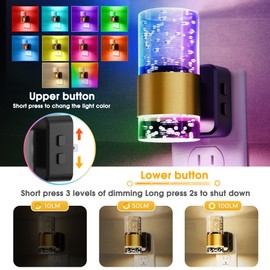 L LOHAS LED Night Light,Dimmable Night Lights Plug into Wall with Remote Control, RGB Color Changing, Dusk to Dawn Sensor, Acrylic Bubble Nightlight for Bathroom