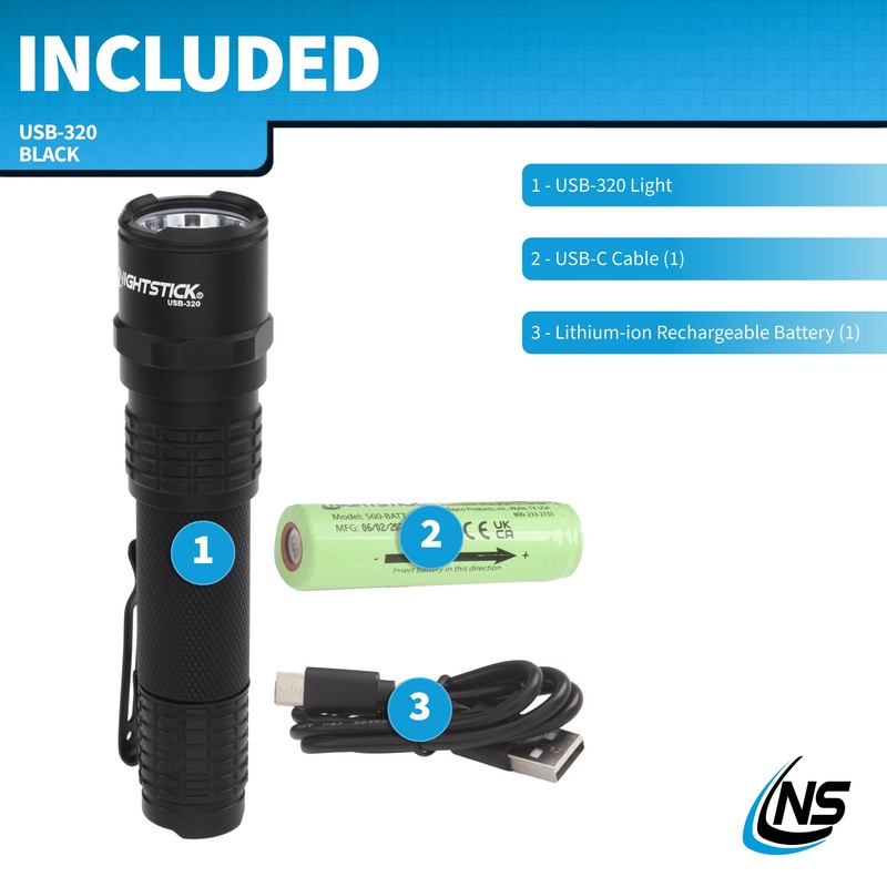 Nightstick USB-320 Rechargeable EDC Flashlight