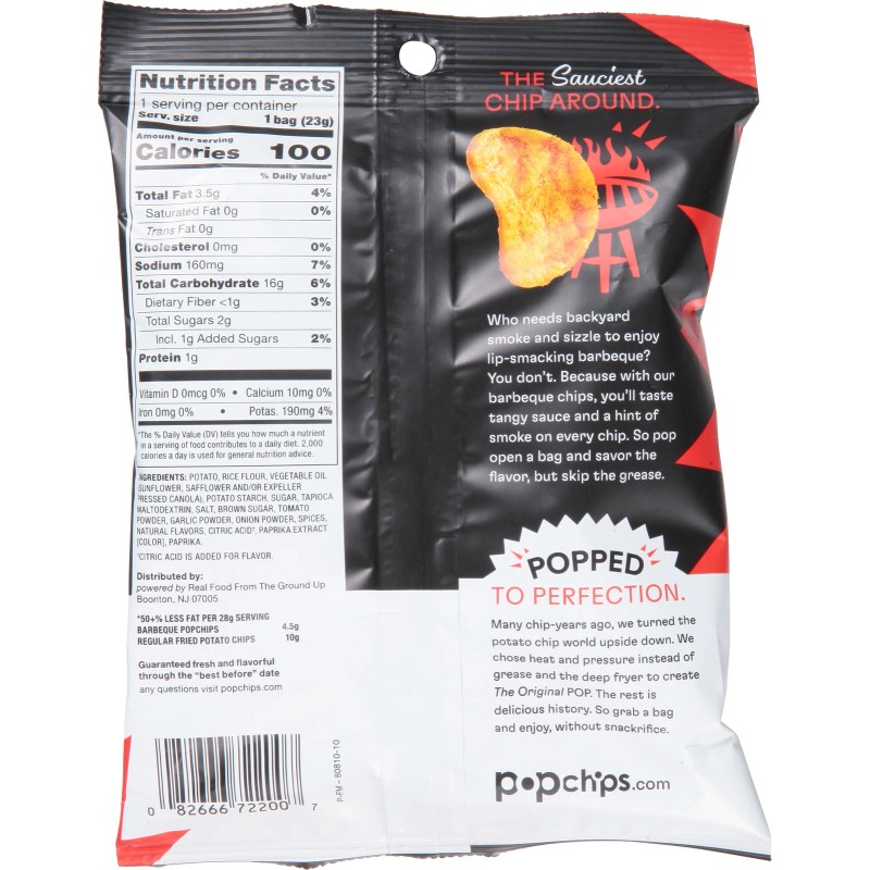Popchips Chip Barbecue 0.8 oz (Pack of 24)