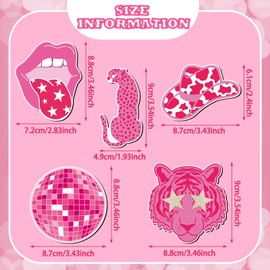 16 Pcs Pink Preppy Refrigerator Magnets Women Fridge Magnets Cute Magnetic Pink Locker Accessories Preppy Locker Decor Boho Locker Decoration Smiling Face Leopard Decorative Magnets for Kitchen