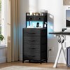 REAHOME 41 Inch Tall Nightstand with Charging Station, LED Night