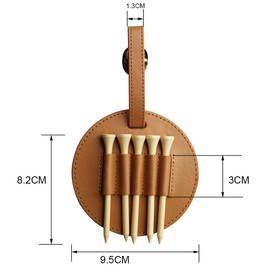 Myartte Golf Tee Holder with Wood Golf Tees Value Golf Tee Holder for Bag Belt, Luxury Leather Gift for Golfer Men Women (Brown)