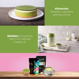 Te Matcha en polvo Orgánico con hoja de stevia endulzante natural - Polvo 100% Puro y Natural - Rico en Antioxidantes y sin calorias - Ideal para Latte, Batidos y Repostería - Cultivado sin agroquímicos - 50g