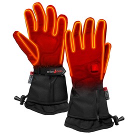 ActionHeat Battery Heated Gloves for Men, Premium Electric Gloves w/ 3-Heat Settings, Extended Gauntlet, Touch-Control, Rechargeable Electric Gloves Black S