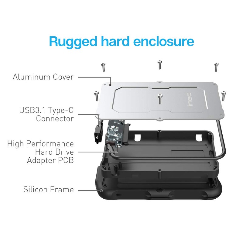 ineo Caja de Disco Duro Externo USB 3.1 Gen2 Tipo