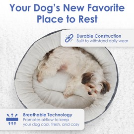 AMERICAN KENNEL CLUB 31" Mason Fabric Round Pet Bed - Stylish Washable Dog Bed with Non-Slip Bottom, Plush Sleeping Surface - for Cats, Large Breeds