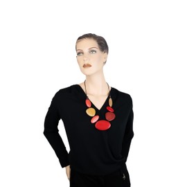 collezione alessandro Long necklace Benisha made of flat wooden beads, Wood