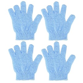 4 Pcs Shower Gloves, Exfoliating Gloves, Exfoliating Mitt, Exfoliating Body Scrub, Loofah Bath Gloves for Men, Women (Blue 4Pcs)