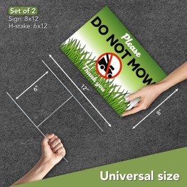 2 PC Do Not Mow Sign for Yard with Stake, 8x12 DS Coroplast Please Keep Off Grass Signs