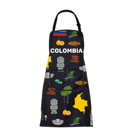 ENSIANTH Colombia Apron Gifts for Colombia Lover Cooking Kitchen Chef BBQ Grill Apron with Pockets Colombia Trip Gifts (2499 Colombia Apron)