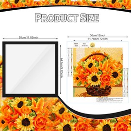 4 Pack Diamond Painting Frames Magnetic Diamond Art Frames Self Adhesive Frames for Diamond Painting Pictures 12 x 12 Inch/ 30 x 30 cm Canvas Room Wall Window Door Decorations Accessories, Black