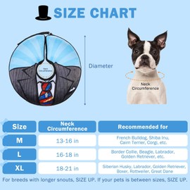 SCENEREAL Dog Cone Alternative After Surgery Donut Collar, Soft Pet Recovery Pillow Collar for Medium Large Dogs, Inflatable Adjustable Neck Collars to Prevent Licking, Black Suit Print E-Collars