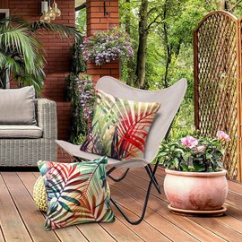 Set of 2 Cushion Covers, Tropical Leaves, 40 x 40 cm, Outdoor Cushion Covers, Waterproof Decorative Cushion Cover, Summer Linen Decorative Cushion for Sofa, Cars, Living Room, Bedroom, Office Decor