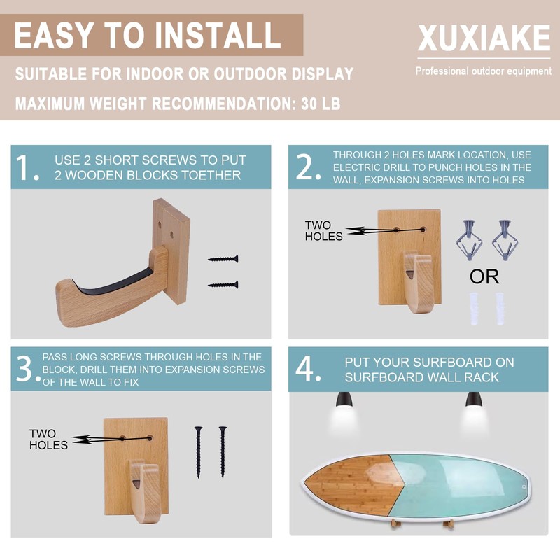 XUXIAKE Surfboard Wall Mount Racks Sturdy Surf Board Wall Hangers