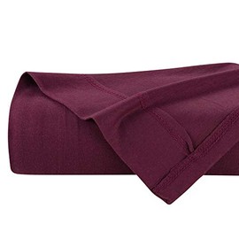 DELANNA Jersey Knit FLAT Sheet Soft Breathable Cotton Rich T-Shirt Jersey Top Sheet Only (RED, FULL)