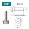 30 Sets M6x1.0-20mm Flanged Hex Head Bolts Kits, Flange Hexagon