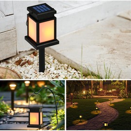 GIGALUMI Solar Lanterns Outdoor Waterproof, 8 Pack Hanging Solar Lanterns for Outside, Flame Effect Outdoor Lights for Pathway, Garden, Patio, Lawn, Porch, Gazebo, Tent, Tree, Yard(Flickering Lights)