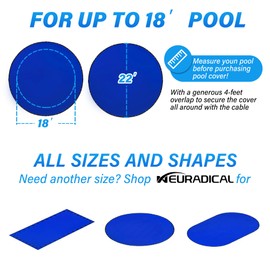 Neuradical 18 ft Round Pool Cover for Above Ground Pools, Extra Thick & Durable Above Ground Pool Cover with Winch and Cable, Windproof Design, Swimming Pool Cover Ideal for Waterproof, and Dustproof