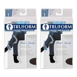 Truform Men's 15-20 mmHg Knee High Cushioned Athletic Support Compression Socks, White, Medium (Pack of 2)