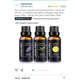 Essential Pure Tea Tree, Lavender, Lemon Essential Oils 3pc Oil Gift Set