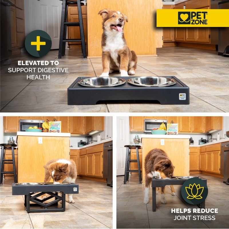 Pet Zone Elevated Dog Bowls Designer Diner 3 Height Adjustable