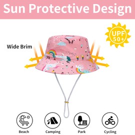 MASOCIO Baby Children's Sun Hat Summer Hat Girls Boys with Wide Brim Fishing Hat Adjustable, pink