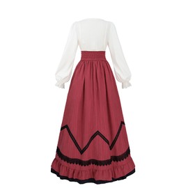 CR ROLECOS Victorian Dress Women Renaissance Gowns Edwardian Costume Vintage 1800s Dress 2 Piece Red M