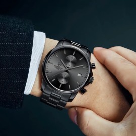 Reloj Cronógrafo De Cuarzo De Acero Inoxidable Para Hombre Fondo Black/gray relojes reloj hombre correas reloj reloj caballero reloj calendario