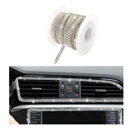 Ohleats Bling Car Trim Self Adhesive, 16.4 Ft Auto Interior Exterior Crystal Rhinestone Decoration Strip Decal, Glitter Trim Strips Line Molding for Dashboard, Car Accessories (White)
