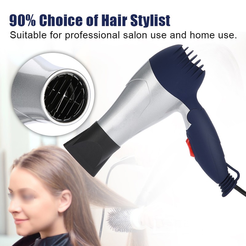 Lightweight Foldable Mini Hair Dryer Portable Adjustable Blow Dryer Silver