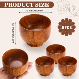 Teenyyou 6 Pcs Wood Facial Mask Mixing Bowl Bulk, 3.54 Inch Wooden Facial Bowls Esthetician Supplies for Women DIY Skincare Products Home Salon