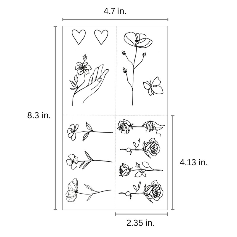 One Grace Mini Fine Line Temporary Tattoos - Realistic Long