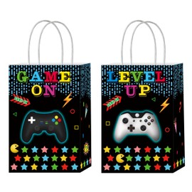 GCKAROTO Blue Video Game Party Bags for Birthday Party Supplies,Video Game Party Gift Bags Party Bags Game Themed Birthday or Other Party Decorations(12Packs).