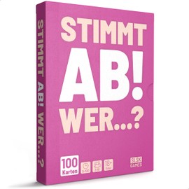 Vote! For Whom – Start the Rumour Mill, Party Card Game with 100 Playing Cards, for Adults, for any Party, e.g. Tenants’ Party, Bachelor or Hen Party, New Year's Eve (German Version)