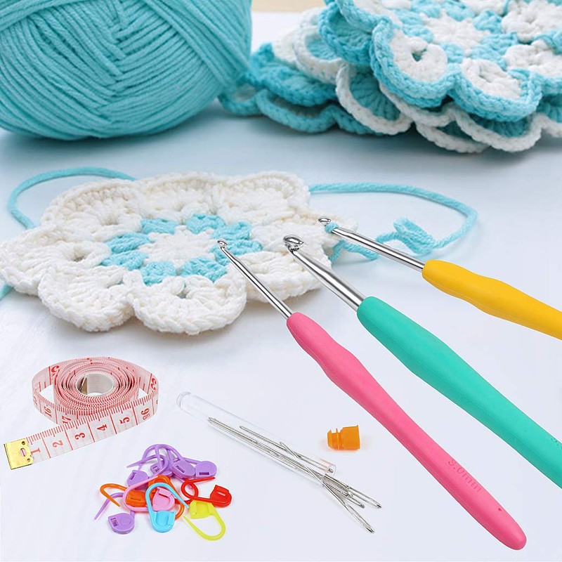 ZGTS Crochet Hooks Set, 9PCS Aluminum Knitting Needles Kit Ergonomic