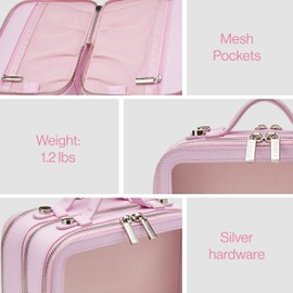 ETOILE Small Twin Cosmetic Case, Lavendar Pink, Twin Detachable Cosmetic Travel Case