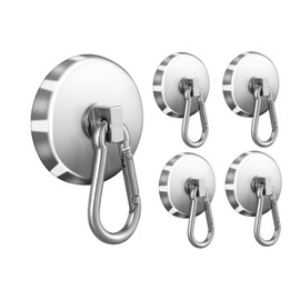 e-smile Magnetic Hooks, Super Strong Magnets, Carabiner Included, Set of 5