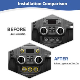 RT-TCZ for Jeep JK Radio Audio AC Knob Cover Trim Ring for Jeep Wrangler JK 2011-2017 for Compass 2010-2016 for Patriot 2011-2016 Yellow Interior Accessories 5pcs