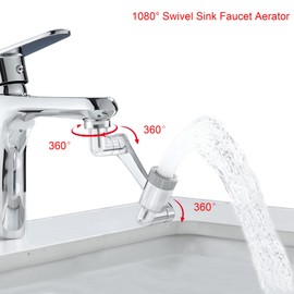 1080° Swivel Faucet Extender, 2 Sprayer Modes, Universal 360° Swivel Multifunctional Aerator, Sink Water Faucet Extension Filter, Kitchen Bathroom, Robotic Arm in Brass.