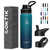 COKTIK Insulated Stainless Steel Water Bottle With Straw Lid, 22
