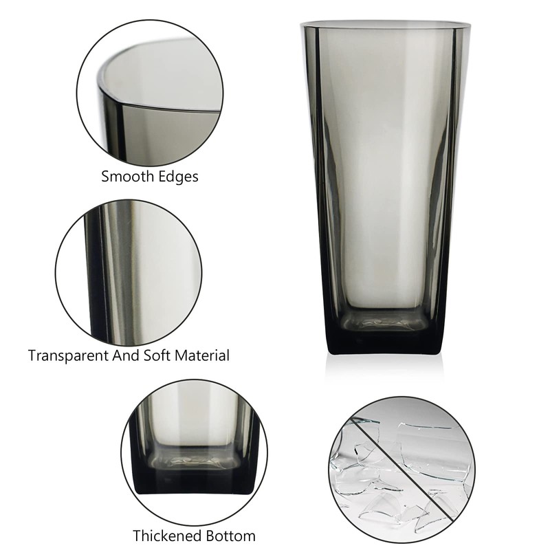 Goldmeet 20oz Unbreakable Plastic Drinking Glasses (Set of 8) -