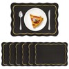 Stranthother Black and Gold Scalloped Leather Placemats Set of 6